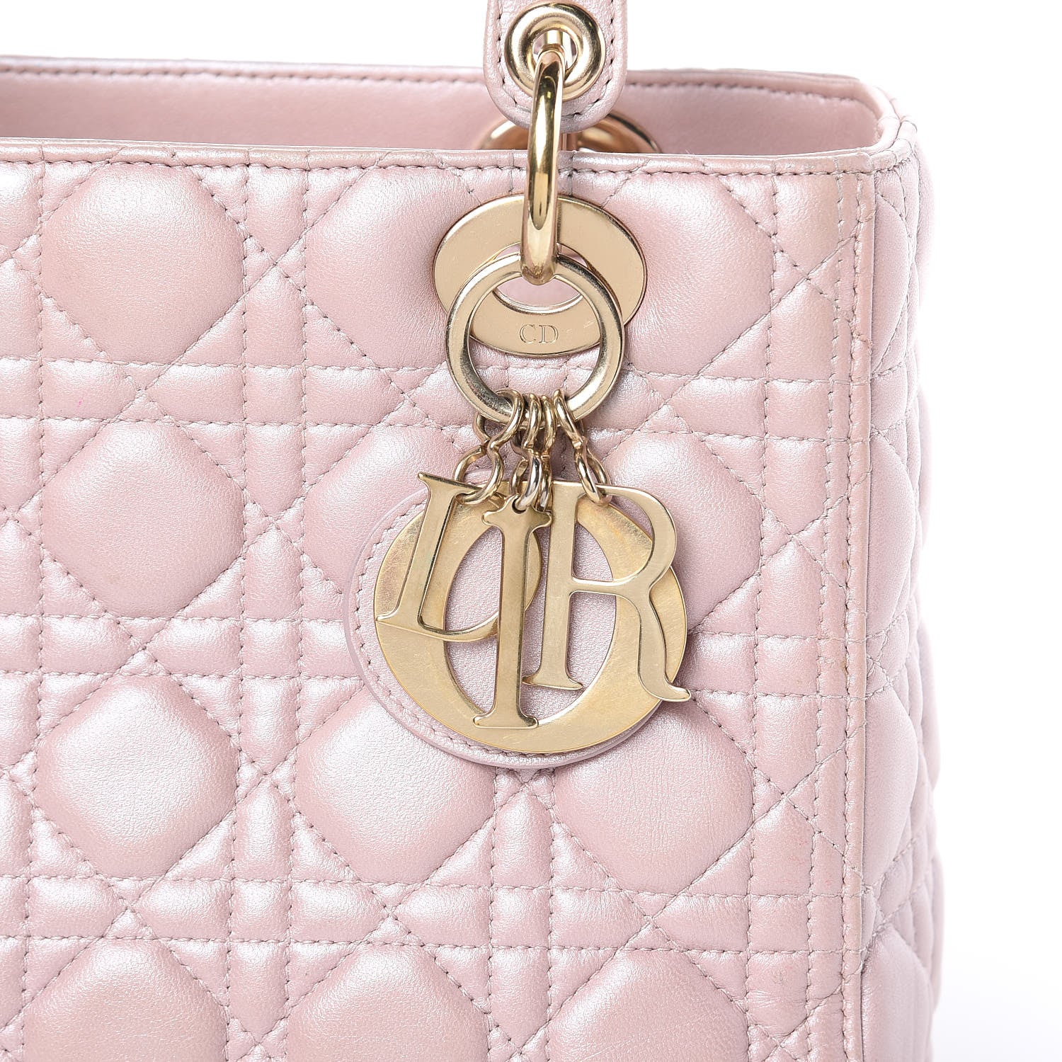 Christian Dior Pearly Lambskin Cannage Medium Lady Dior Lotus 12 of 16