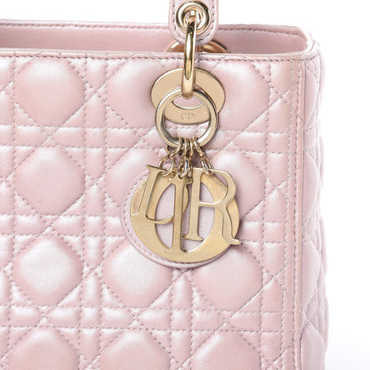 Christian Dior Pearly Lambskin Cannage Medium Lady Dior Lotus 12 of 16