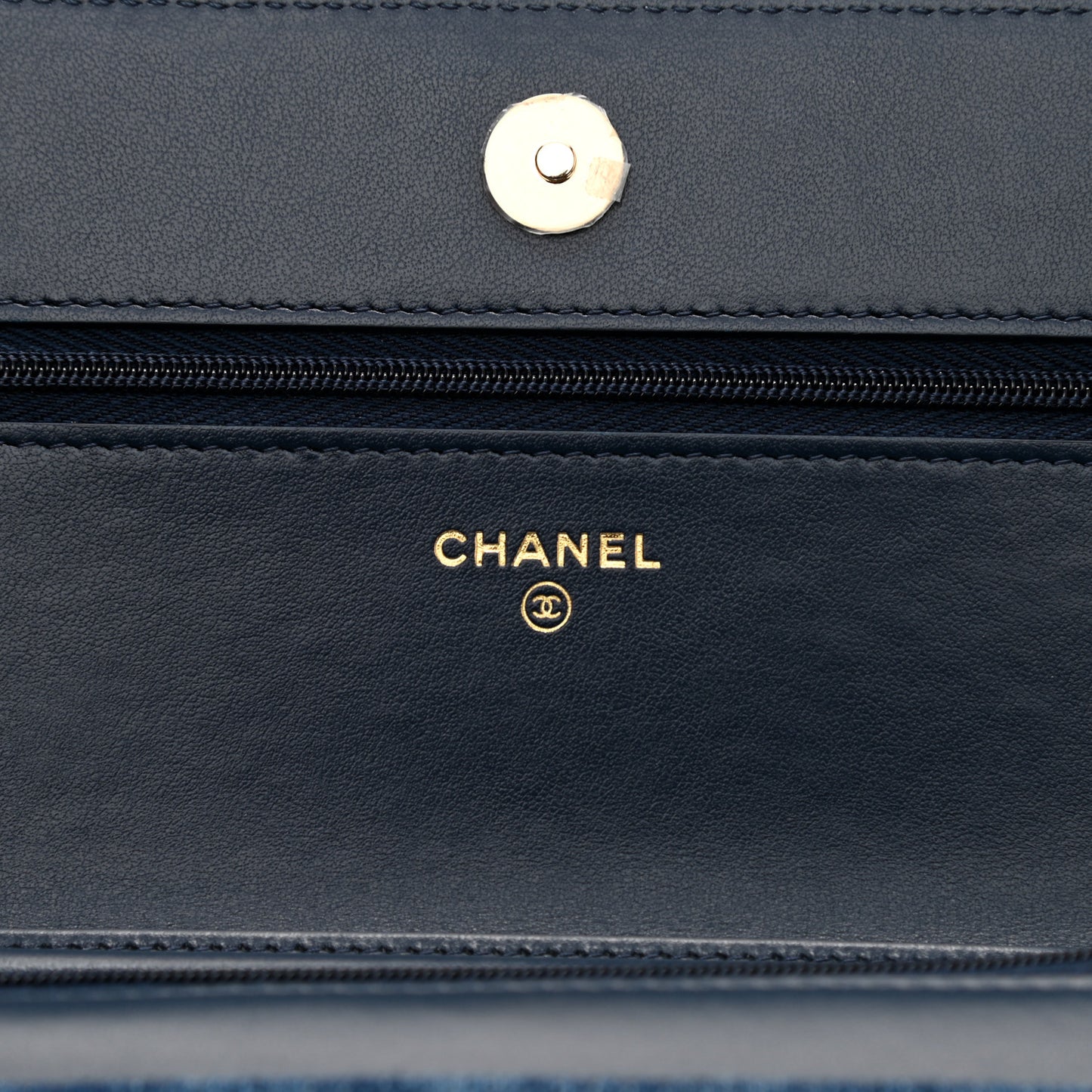 Denim Printed Wallet On Chain WOC Dark Blue