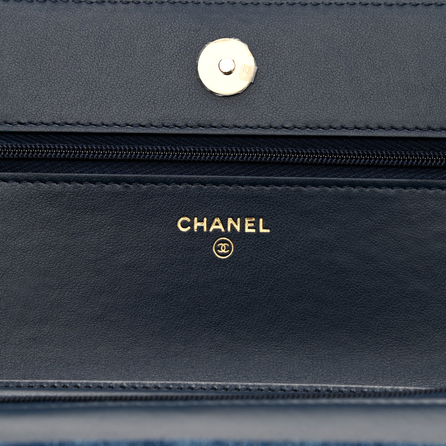 Chanel Denim Printed Wallet On Chain WOC Dark Blue 6 of 10
