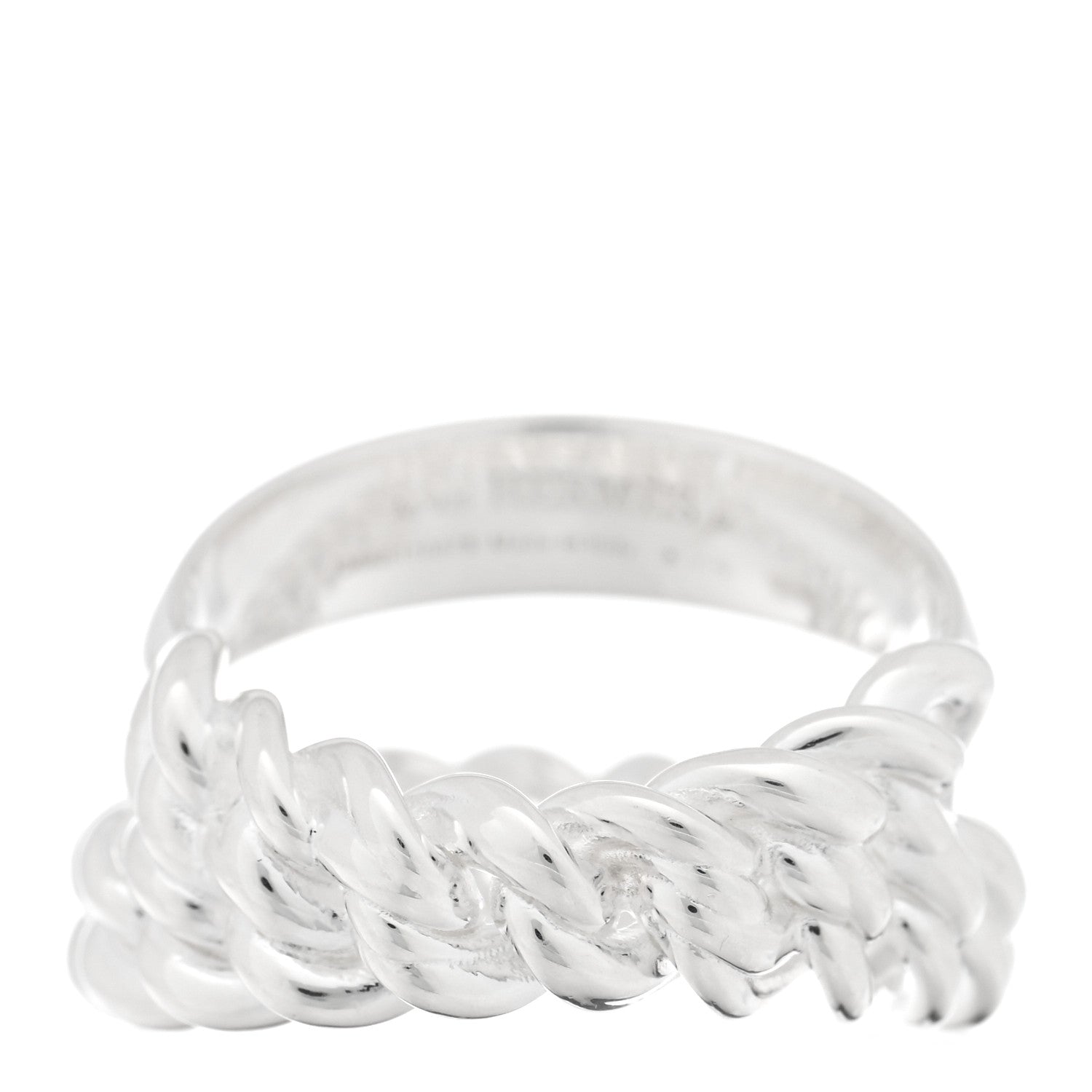 Hermes Sterling Silver MM Boucle Selier Inflexible Ring 56 7.5 3 of 5