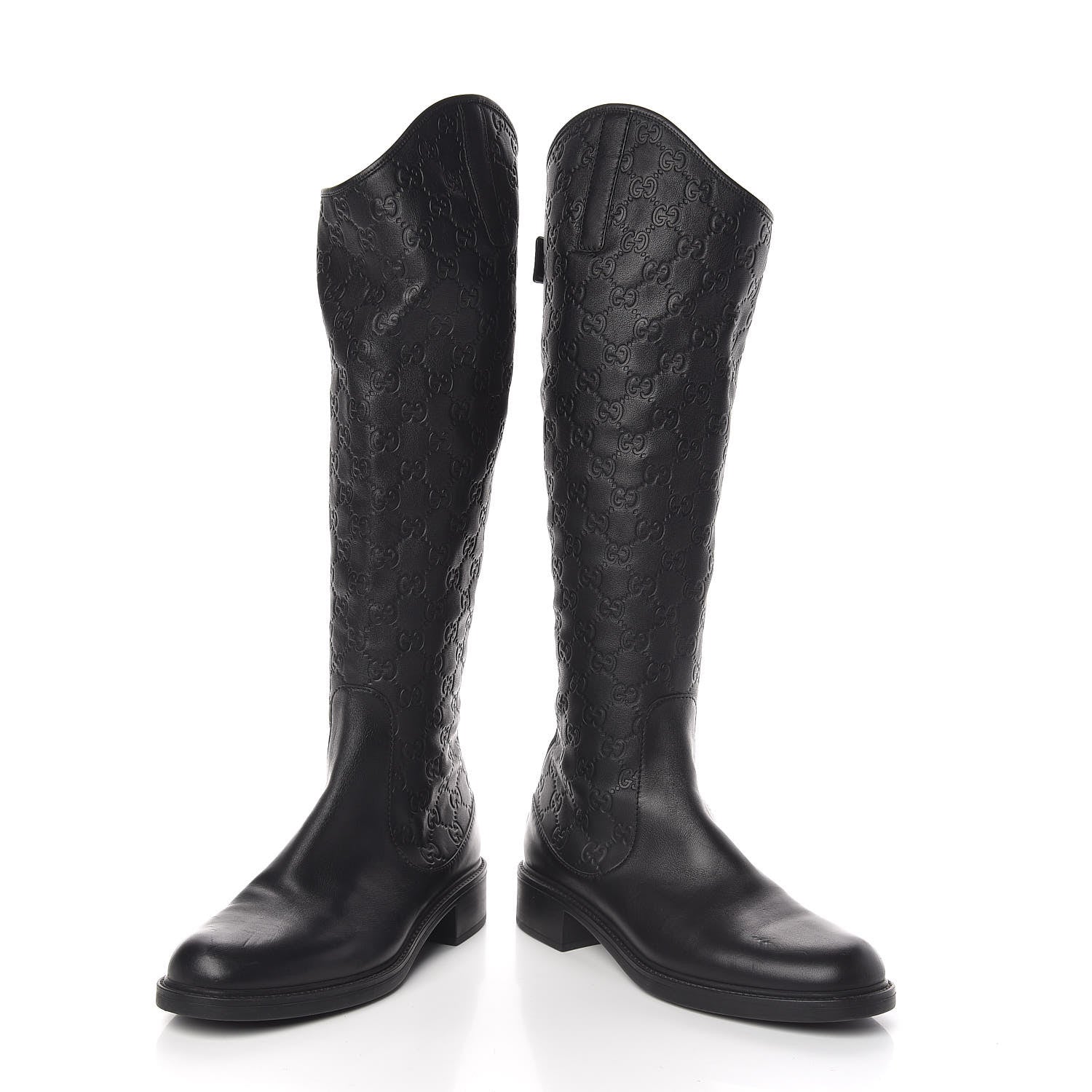 Gucci Guccissima Calfskin Miro Soft Knee High Riding Boots 39 Black 6 of 10
