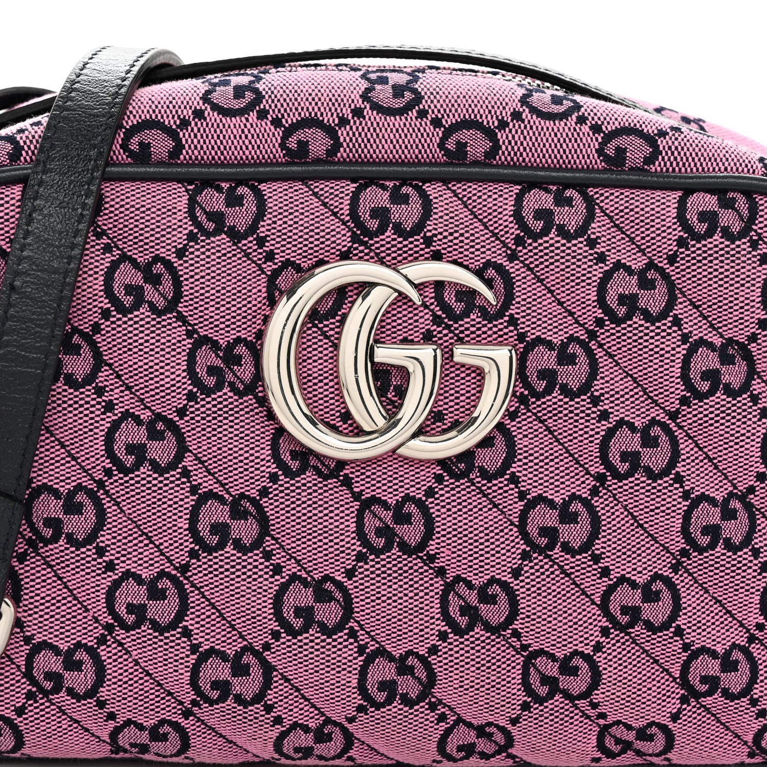 Gucci Monogram Multicolor Matelasse Diagonal Small GG Marmont Chain Shoulder Bag Pink Blue 8 of 10