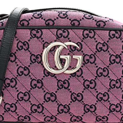 Gucci Monogram Multicolor Matelasse Diagonal Small GG Marmont Chain Shoulder Bag Pink Blue 8 of 10