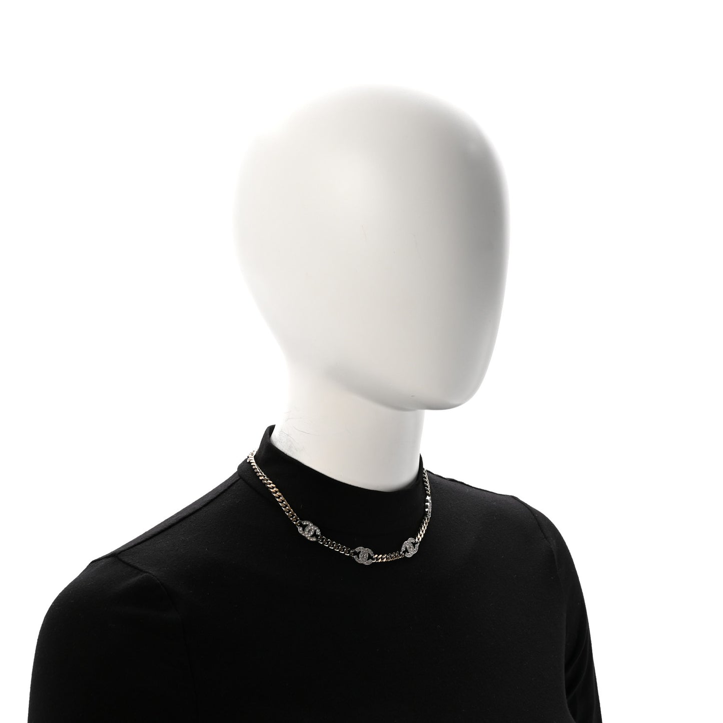 Crystal Chain CC Link Choker Gold Silver