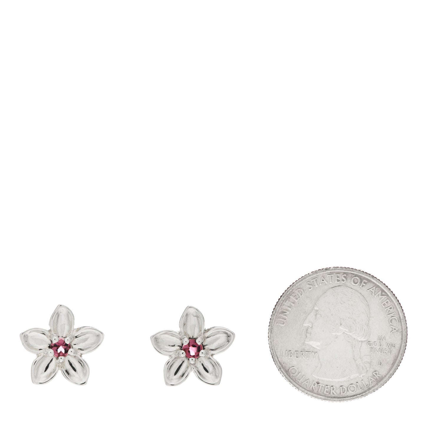 Sterling Silver Pink Tourmaline Flower Stud Earrings