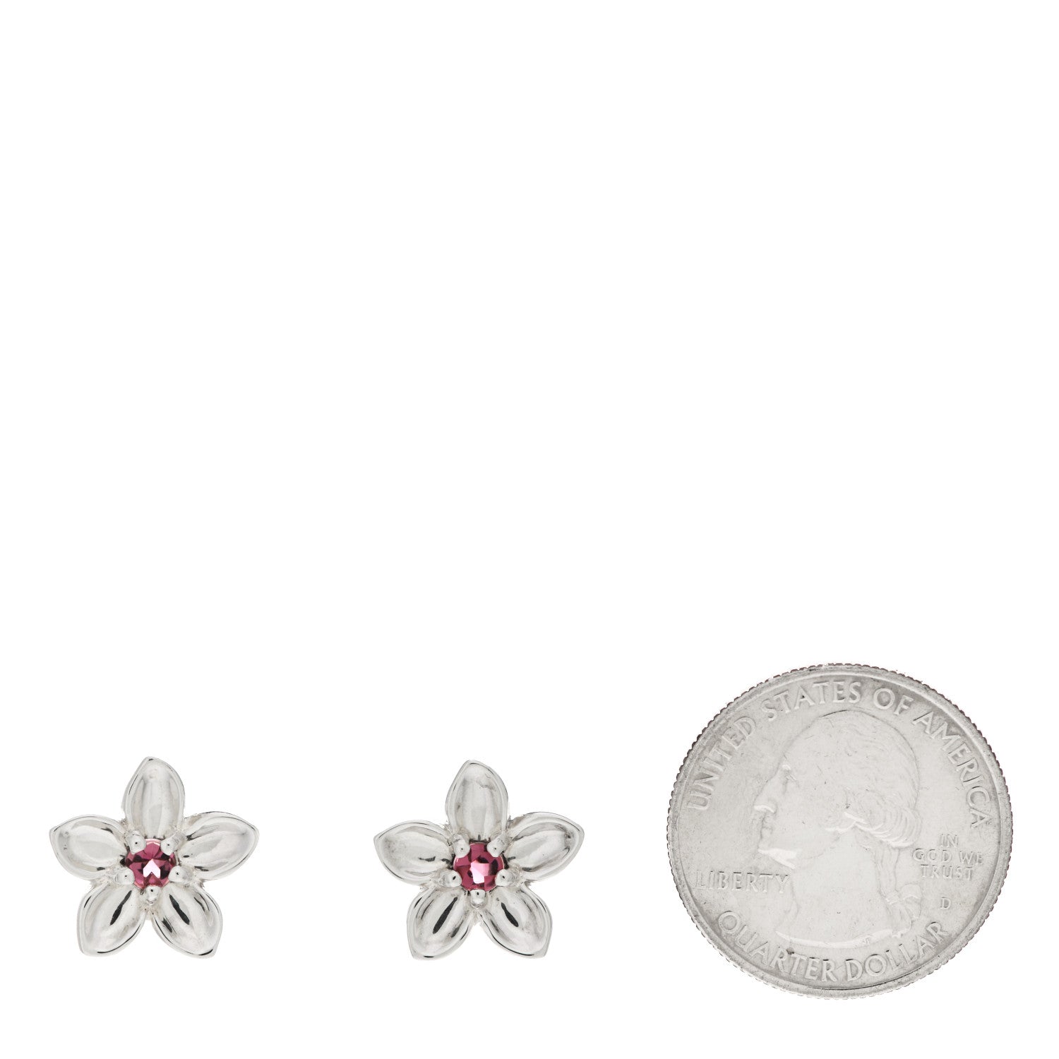 Tiffany Sterling Silver Pink Tourmaline Flower Stud Earrings 2 of 4