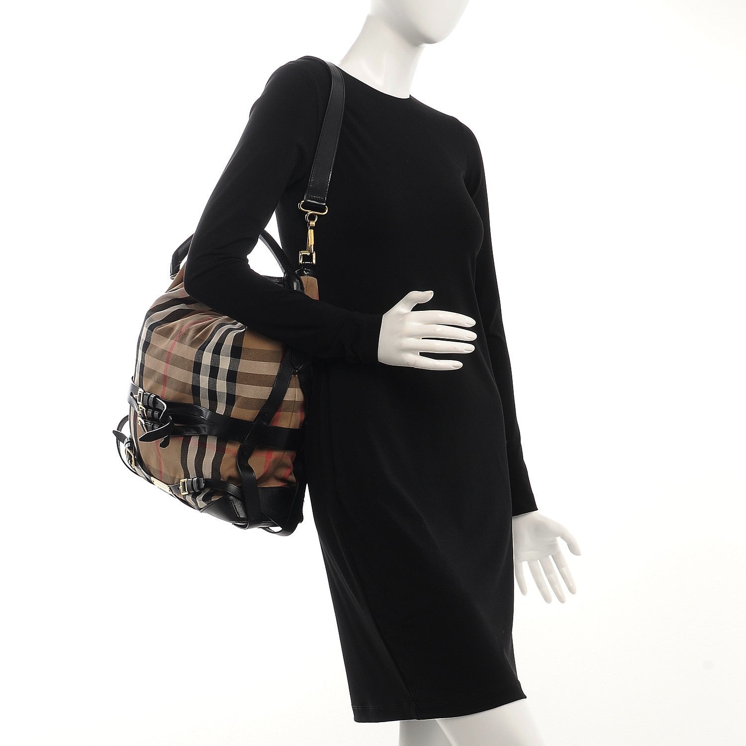Burberry House Check Bridle Calfskin Medium Gosford Hobo Black 2 of 10