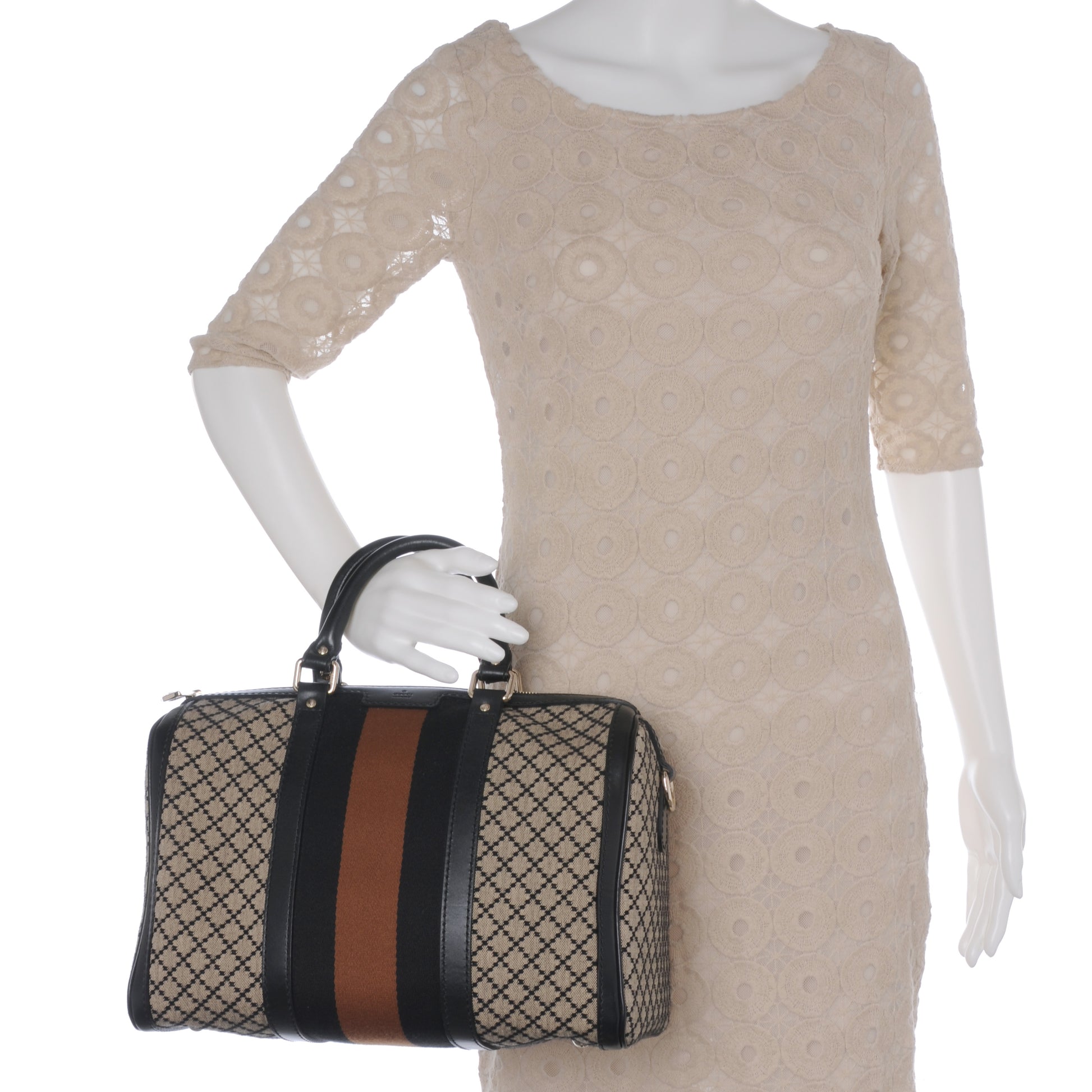 Gucci Diamante Vintage Web Medium Boston Black 2 of 9