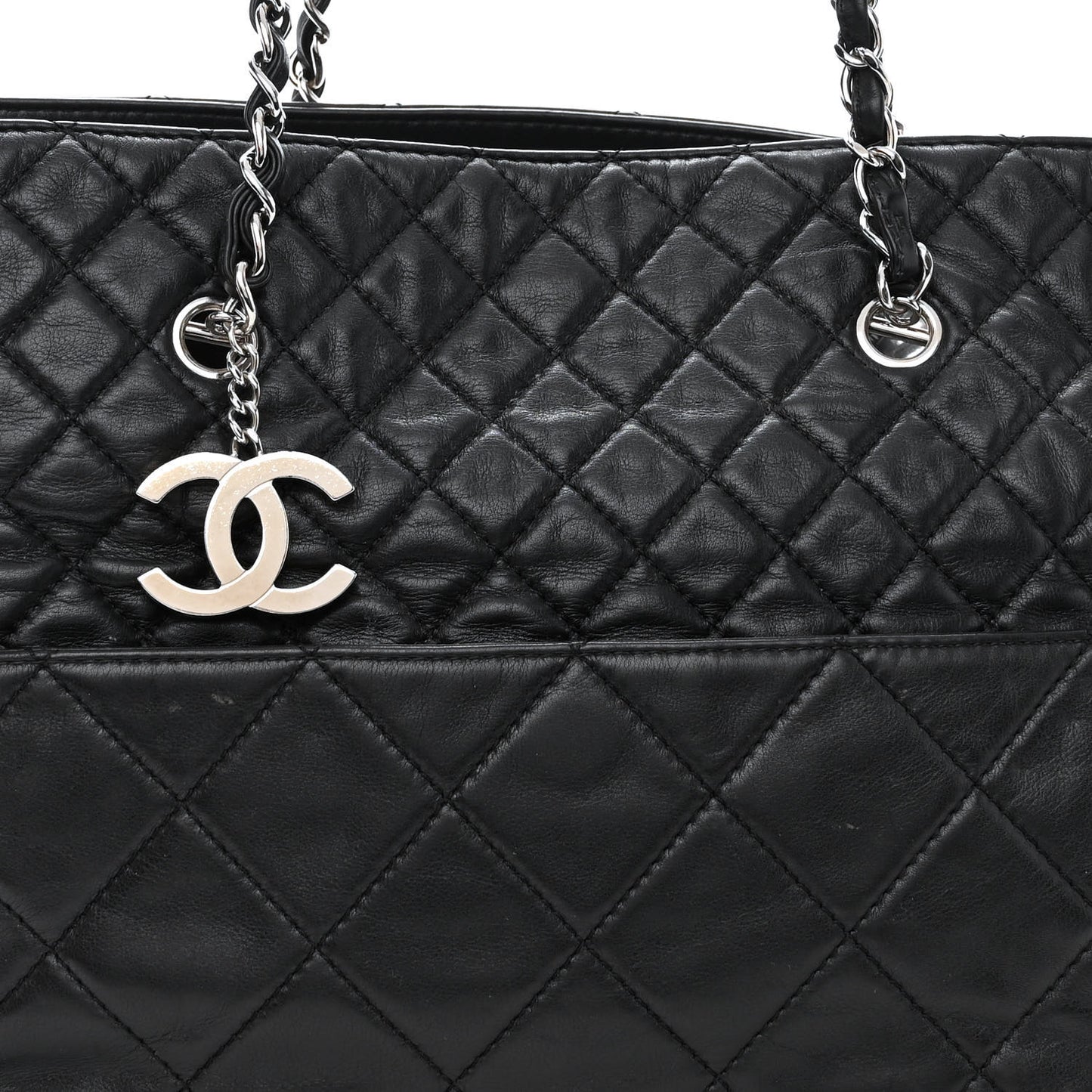 Calfskin Quilted Large In the Business Tote Black