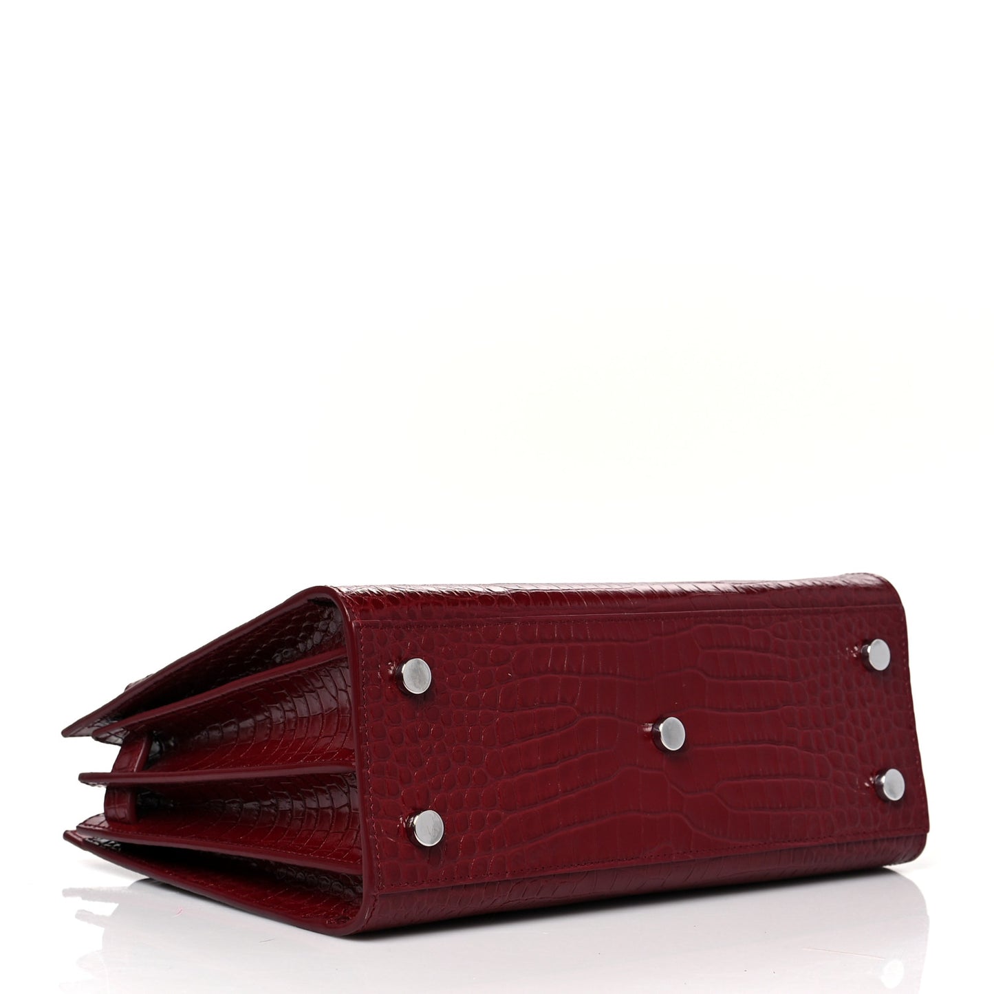 Calfskin Crocodile Embossed Baby Sac De Jour Bordeaux