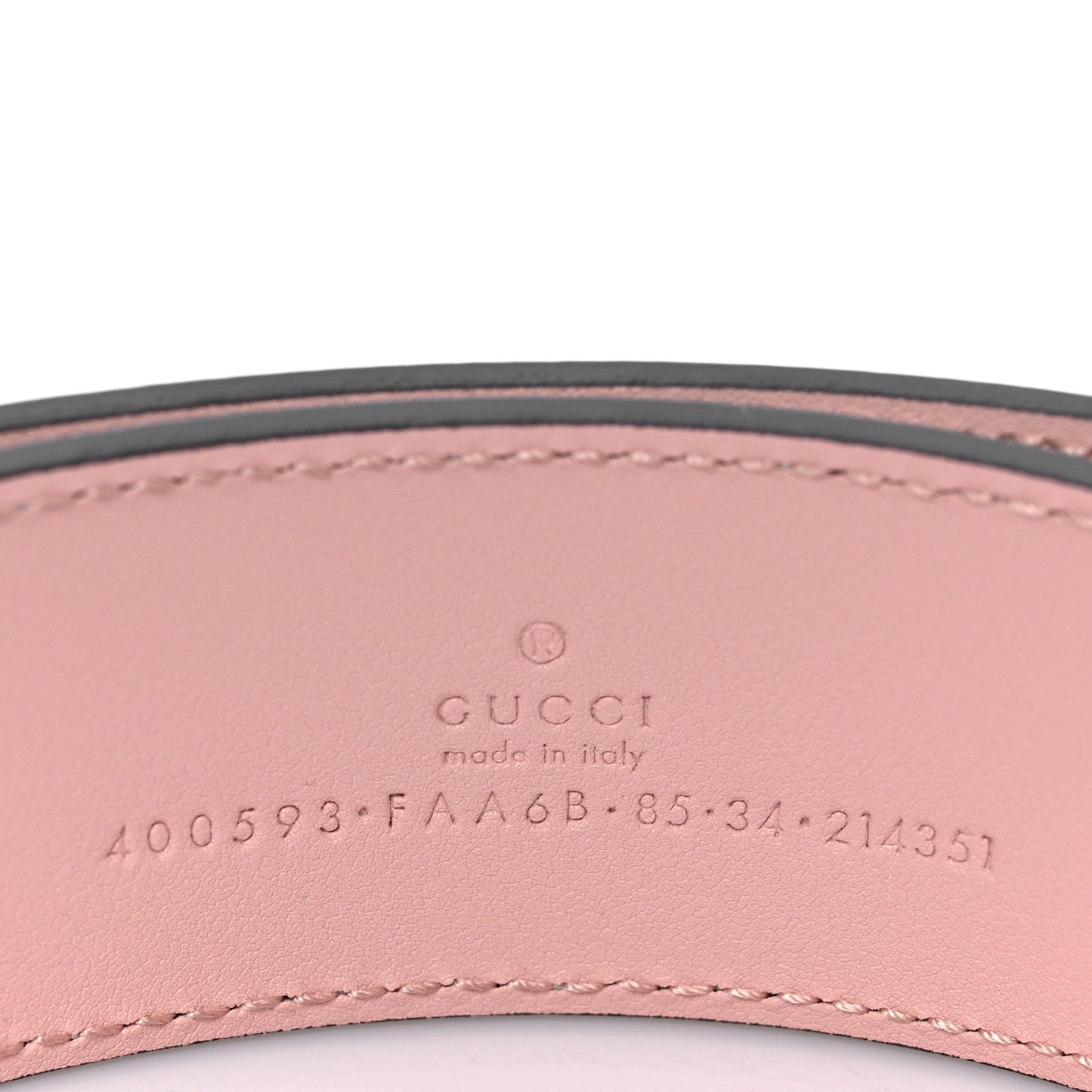 GG Supreme Monogram Plutone Calfskin Enamel Double G 40mm Belt 85 34 Beige Ebony Mystic White Perfect Pink