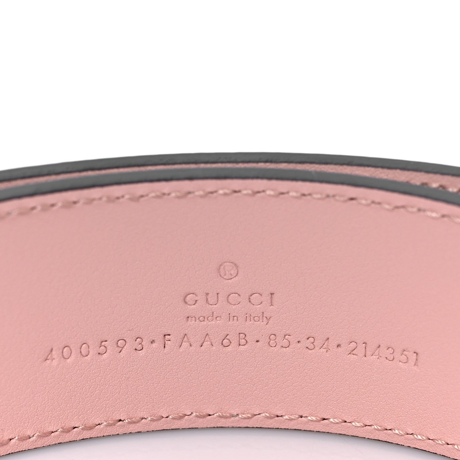 Gucci GG Supreme Monogram Plutone Calfskin Enamel Double G 40mm Belt 85 34 Beige Ebony Mystic White Perfect Pink 3 of 4