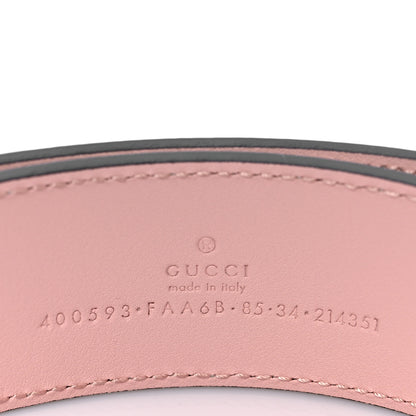 Gucci GG Supreme Monogram Plutone Calfskin Enamel Double G 40mm Belt 85 34 Beige Ebony Mystic White Perfect Pink 3 of 4