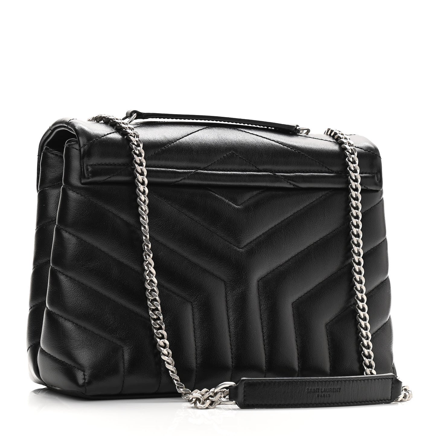Calfskin Y Quilted Monogram Small Loulou Chain Satchel Black
