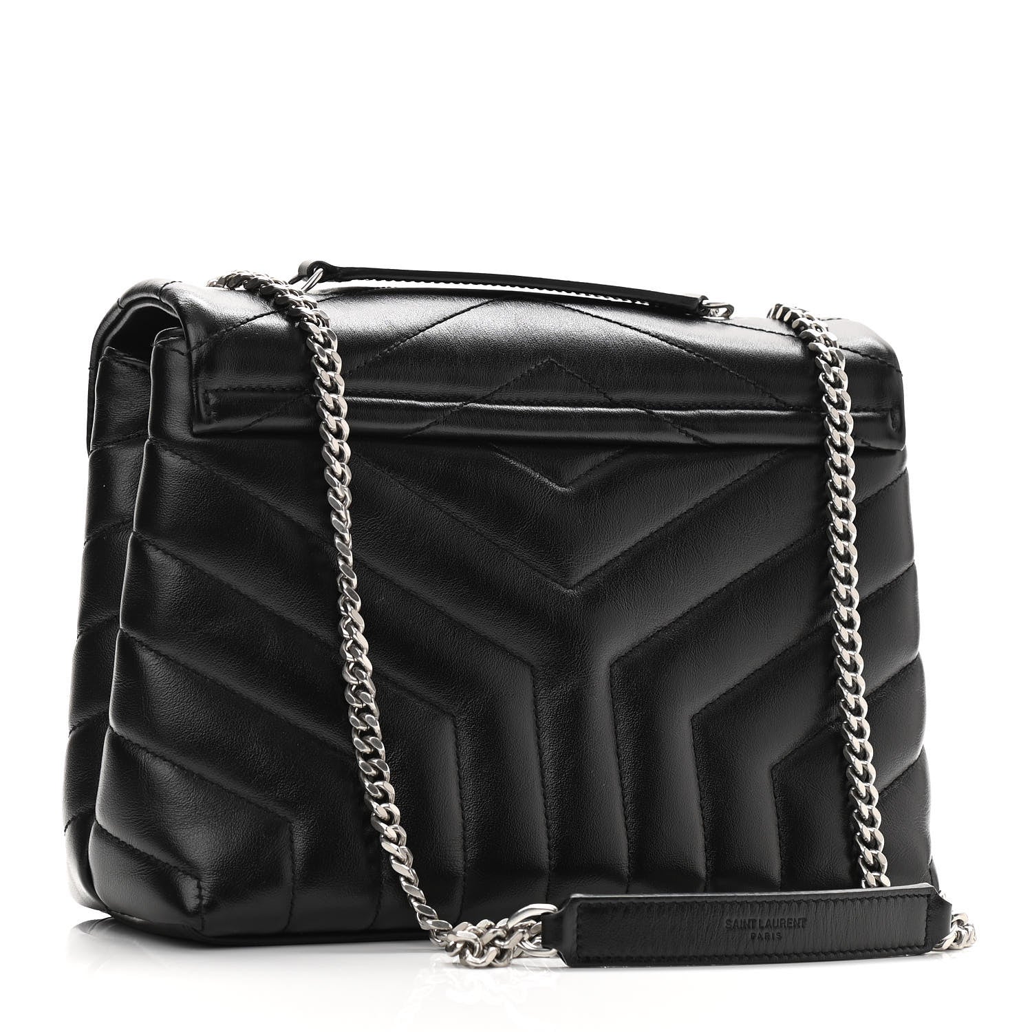 Saint Laurent Calfskin Y Quilted Monogram Small Loulou Chain Satchel Black 2 of 8