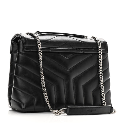 Saint Laurent Calfskin Y Quilted Monogram Small Loulou Chain Satchel Black 2 of 8
