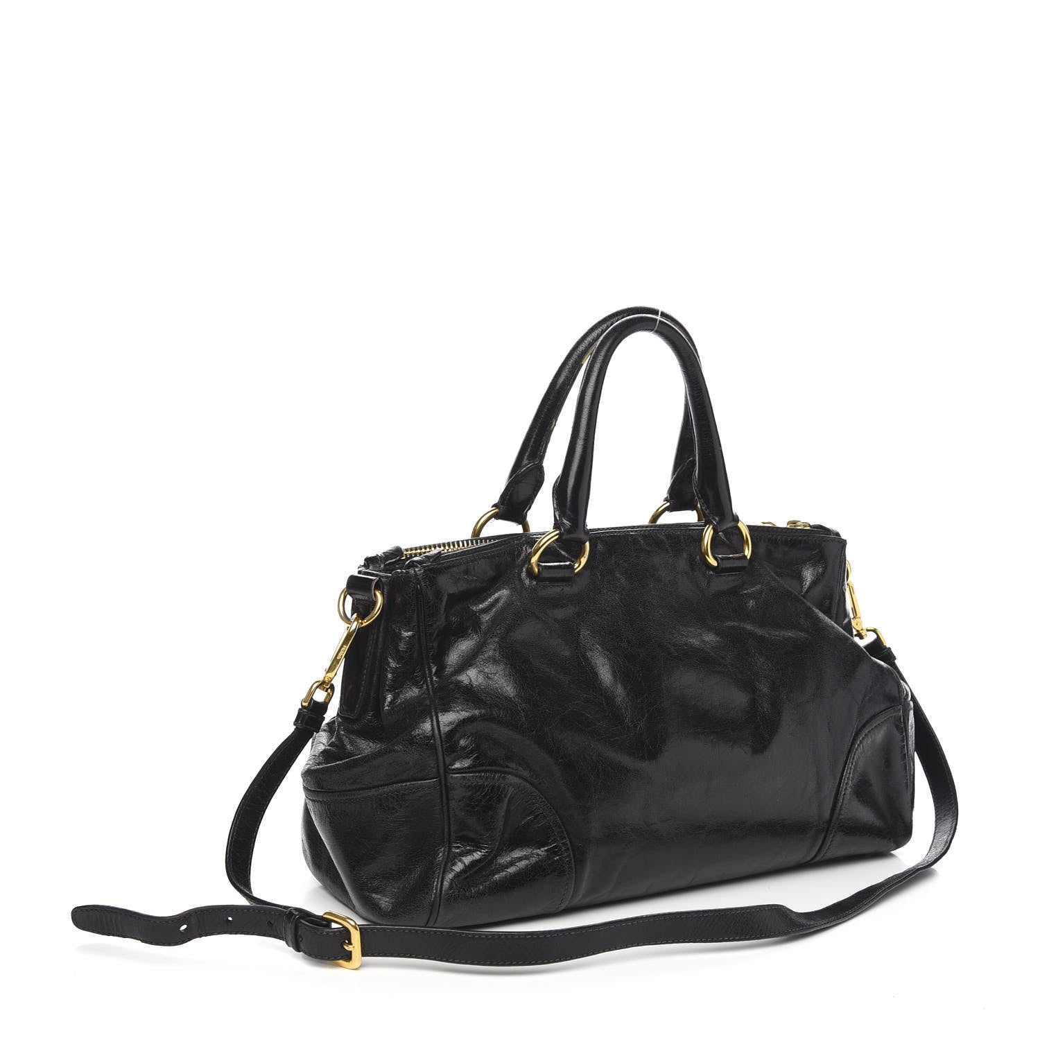 Prada Vitello Shine Bauletto Black 2 of 10