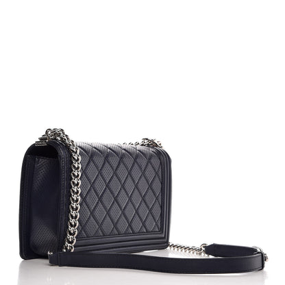 Chanel Perforated Lambskin Quilted New Medium Boy Flap Navy 3 of 7