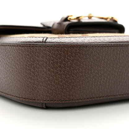 Gucci Monogram Jumbo GG Textured Dollar Calfskin Web Mini Horsebit 1955 Shoulder Bag Camel Ebony New Acero 10 of 11