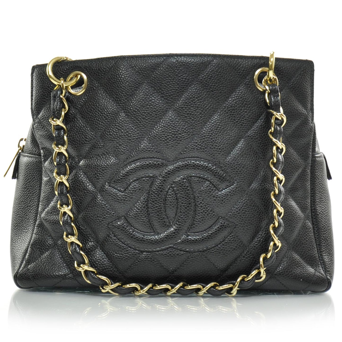 Caviar Quilted Petit Timeless Tote PTT Black
