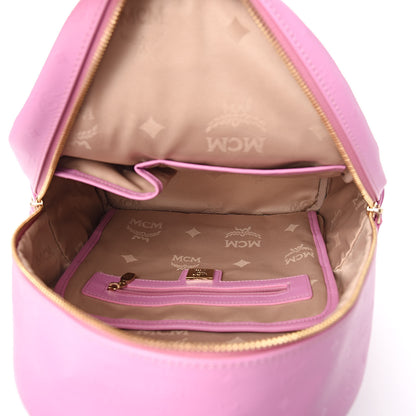 MCM Calfskin Visetos Diamond Printed Small Backpack Pink Cognac 5 of 13