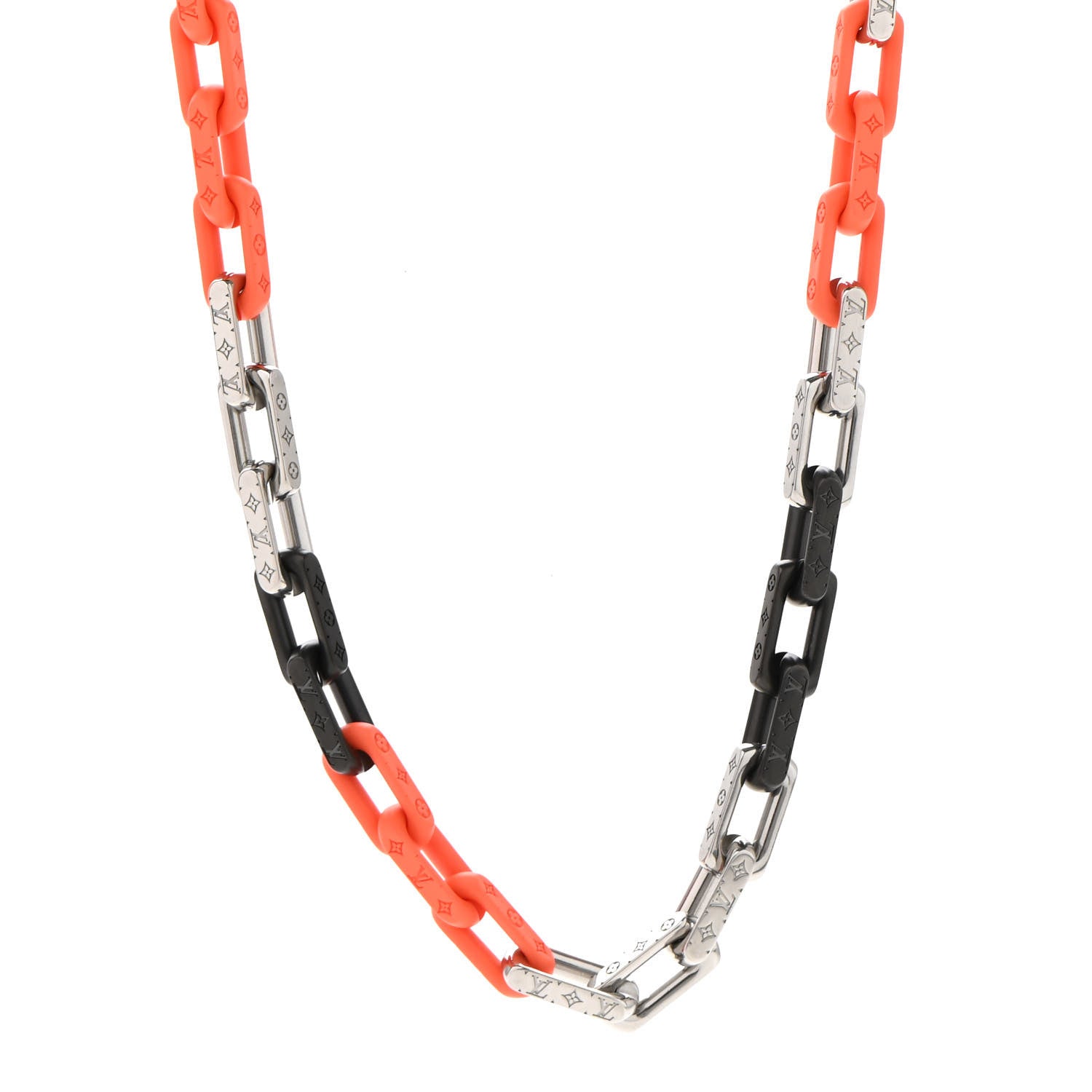 Louis Vuitton Metal Plexiglass Monogram Chain Necklace Black 1 of 6