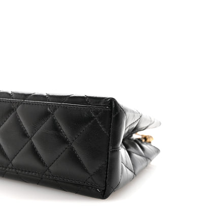 Chanel Shiny Aged Calfskin Quilted Nano Kelly Shopper Black 10 of 11