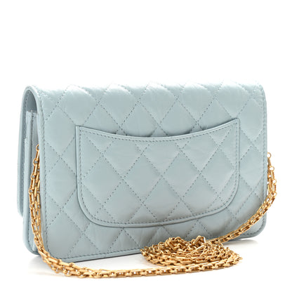 Chanel Aged Calfskin Quilted Reissue Wallet On Chain WOC Light Blue 3 of 12