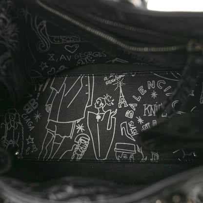 Balenciaga Agneau Graffiti Papier A6 Zip Around Tote Black White 6 of 10