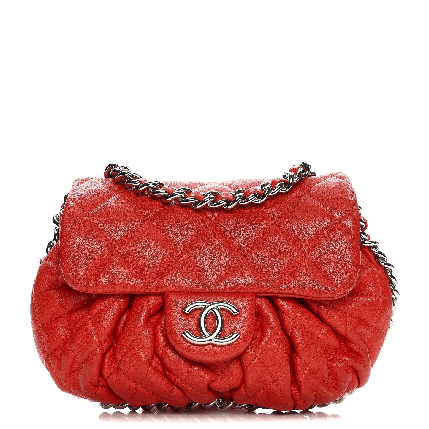 Washed Lambskin Mini Chain Around Messenger Red