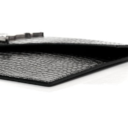 Saint Laurent Calfskin Crocodile Embossed Uptown Monogram Clutch Black 8 of 9