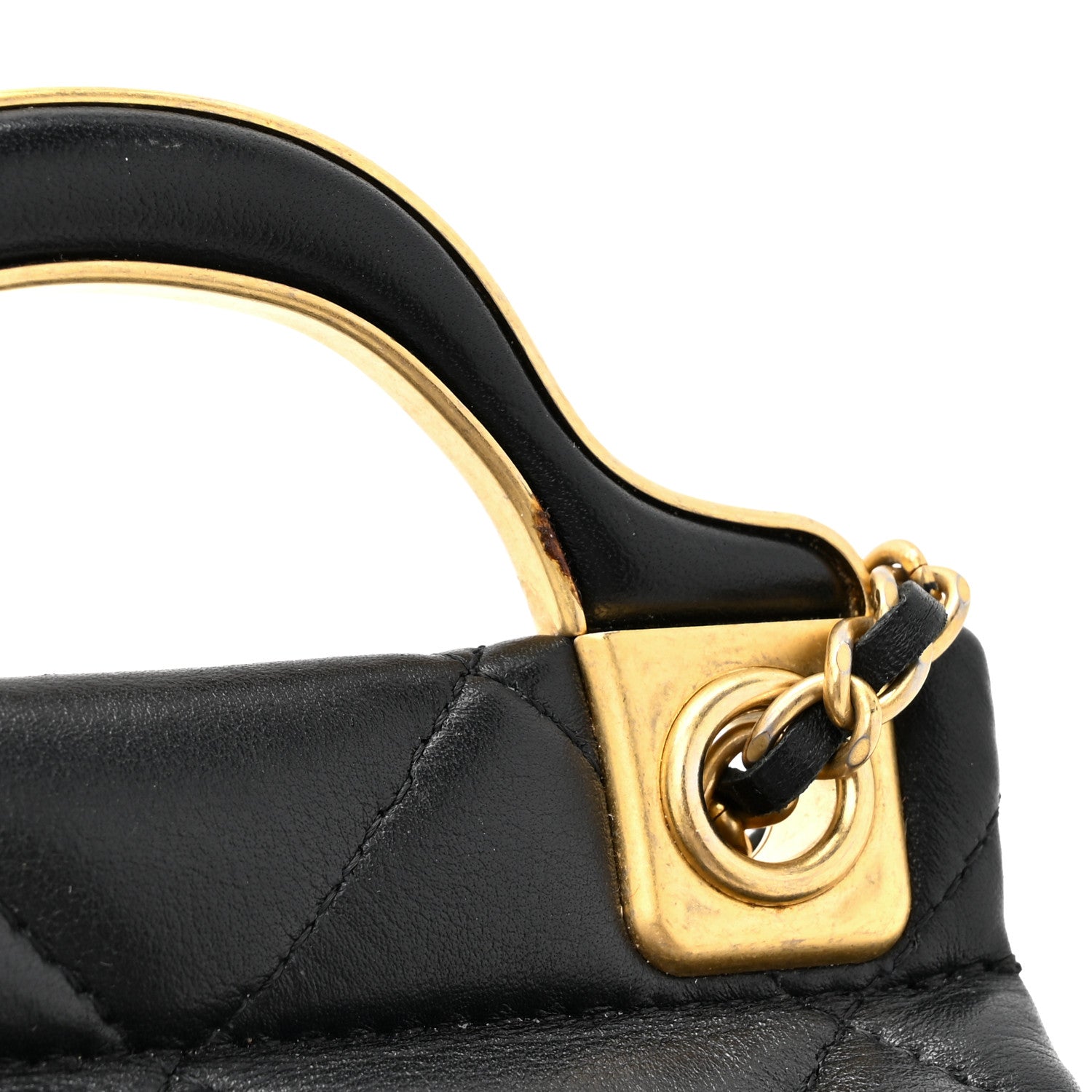 Chanel Calfskin Quilted Lady Handle Flap Card Holder With Chain Black 11 of 12