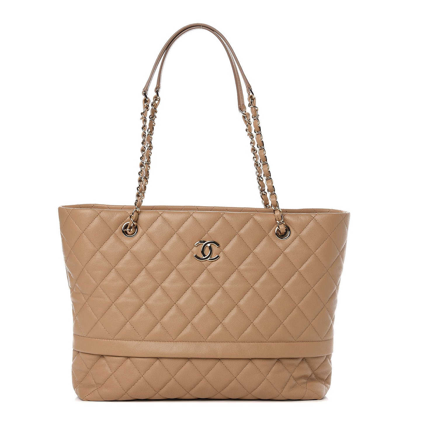 Caviar Quilted Rolled Up Tote Beige