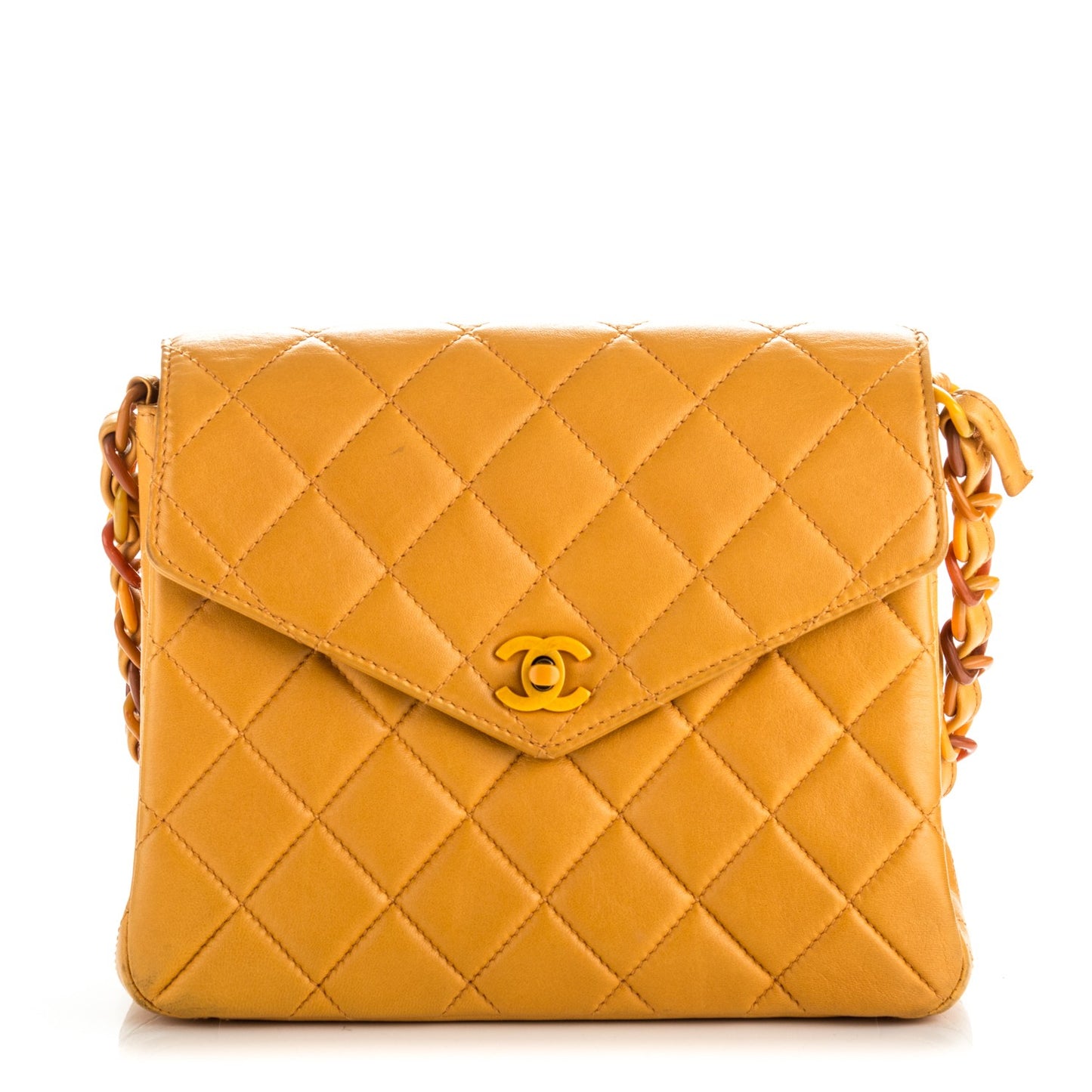Lambskin Quilted Medium Bekko Chain Flap Mango