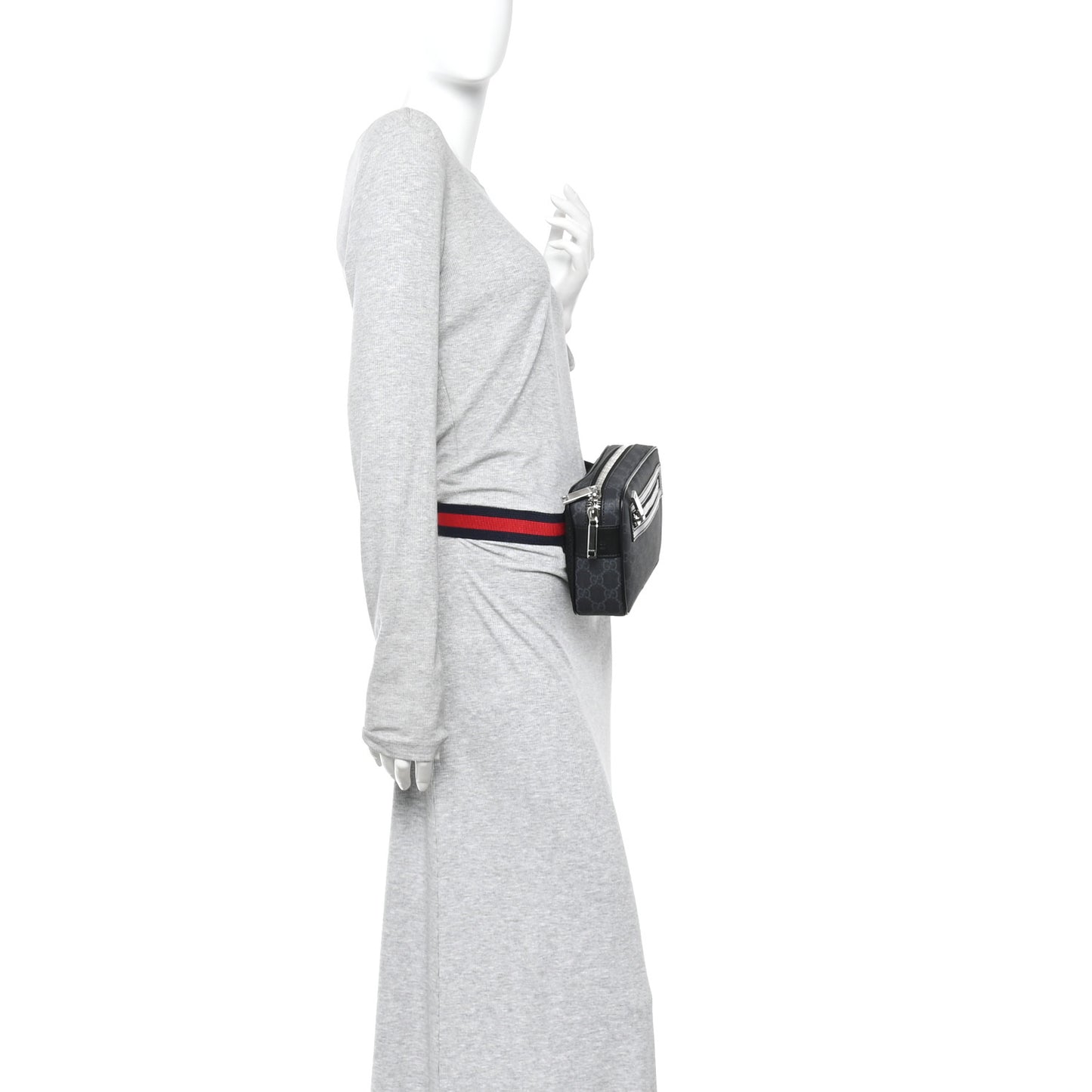 Soft GG Supreme Monogram Web Belt Bag Black Grey