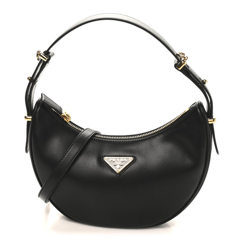 Soft Calfskin Arque Shoulder Bag Black