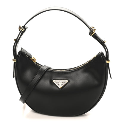 Prada Soft Calfskin Arque Shoulder Bag Black 1 of 9