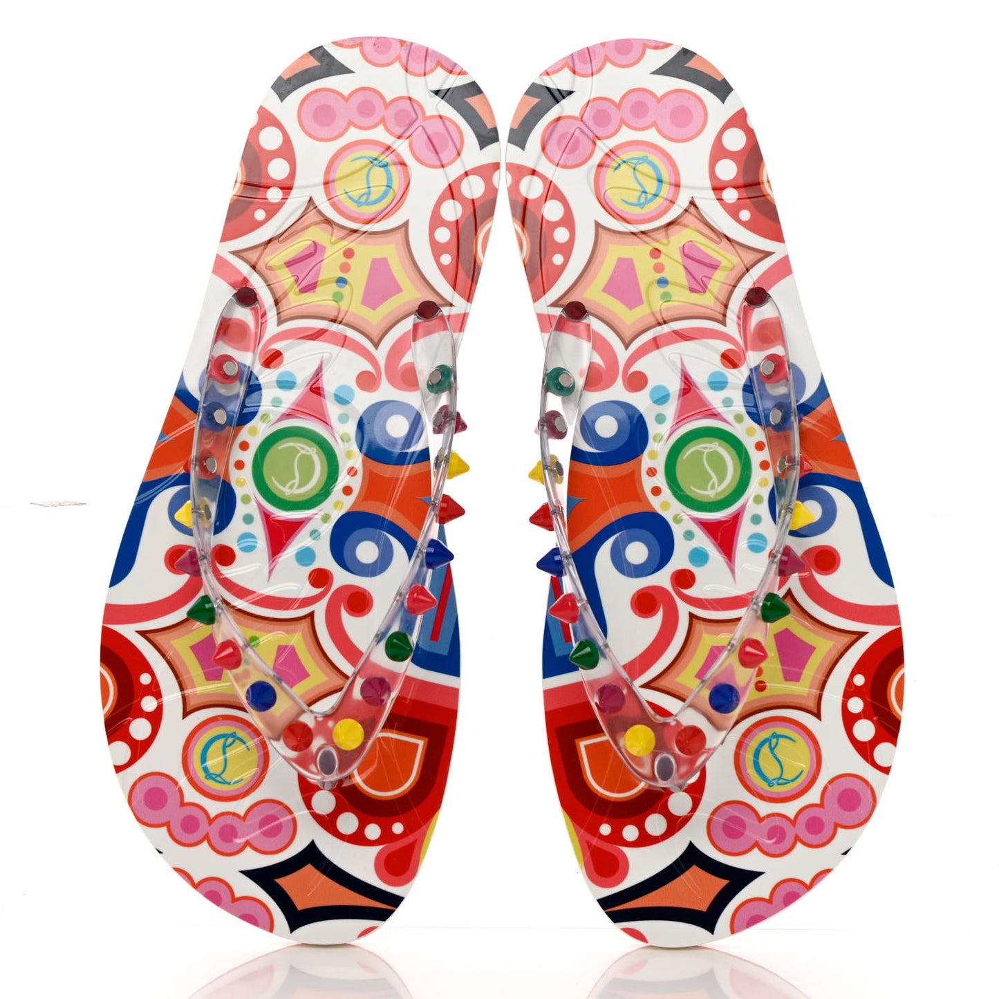 Rubber Spike Bengale Loubi Donna Flip Flop 40 White Multicolor