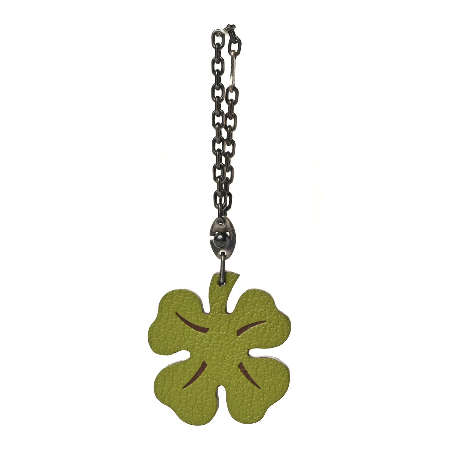 Chevre Mysore Lucky Clover Key Chain Bag Charm Vert Anis Orange