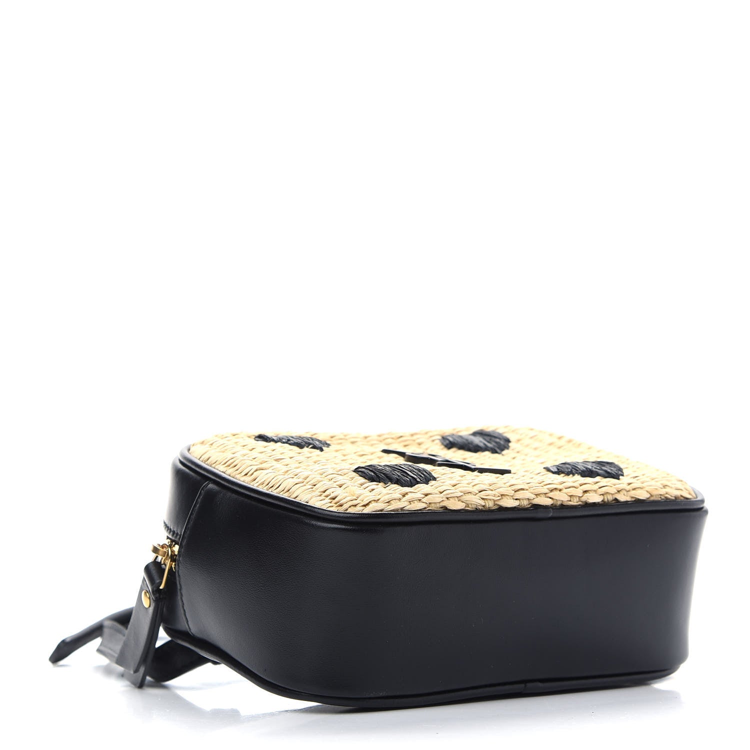 Saint Laurent Raffia Canvas Monogram Lou Heart Belt Bag Beige Black 4 of 9