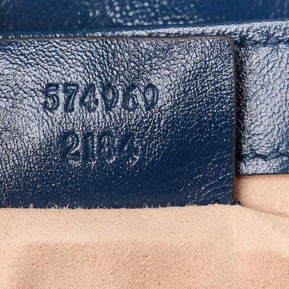 Gucci Vintage Effect Calfskin Matelasse Diagonal Super Mini Torchon GG Marmont Shoulder Bag Blue Agata Mystic White 7 of 10
