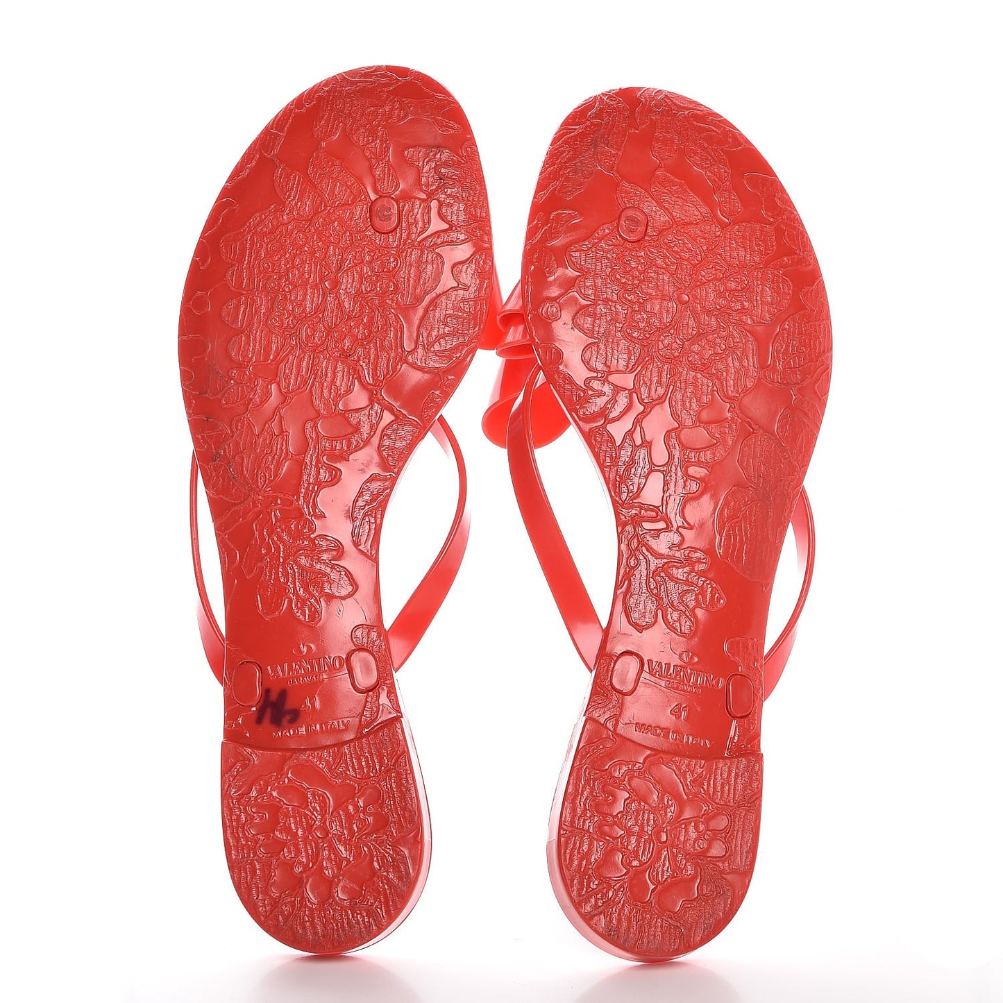 PVC Jelly Bow Thong Sandals 41 Rosso Valentino