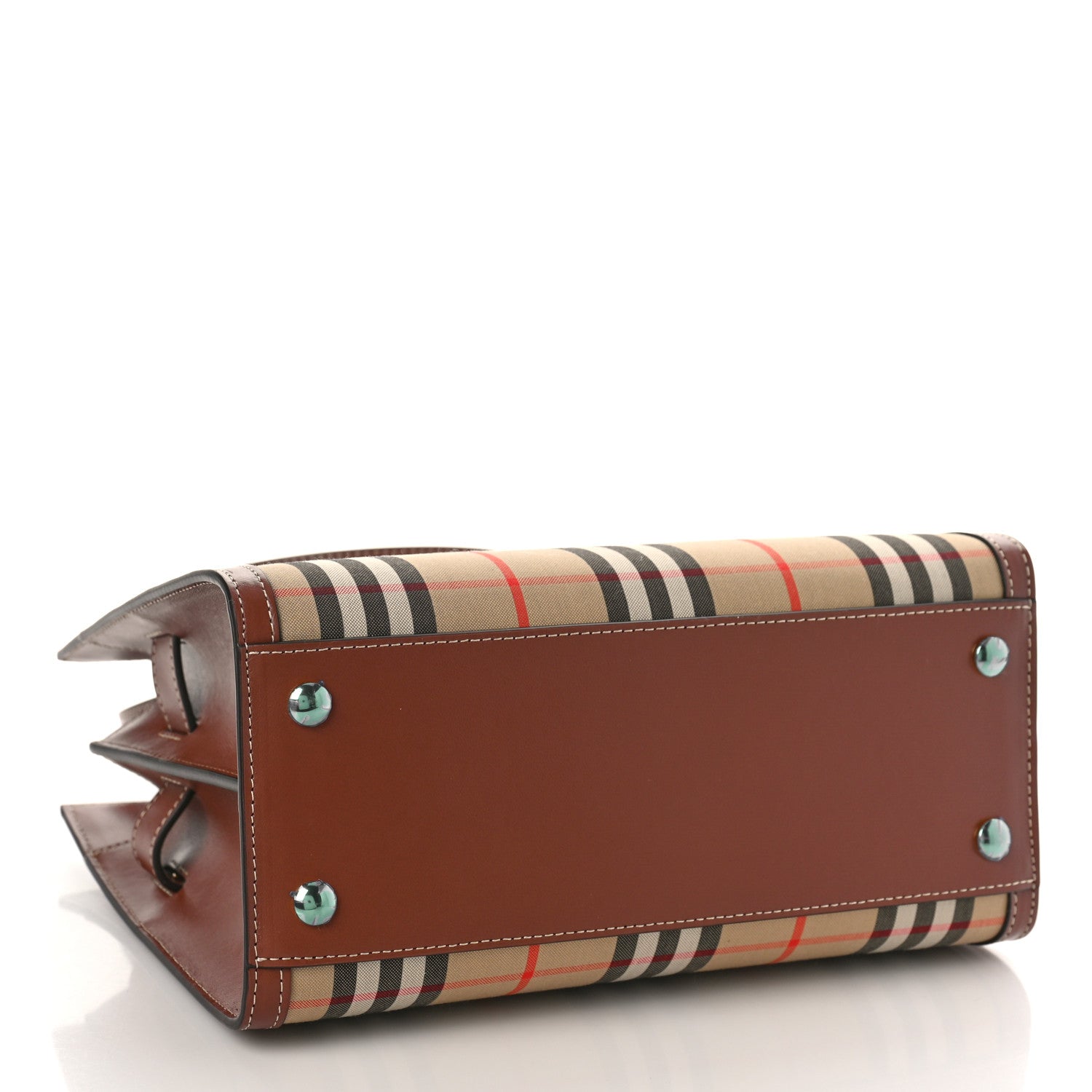 Burberry Calfskin Vintage Check Mini Two Handle Title Bag Archive Beige 4 of 8