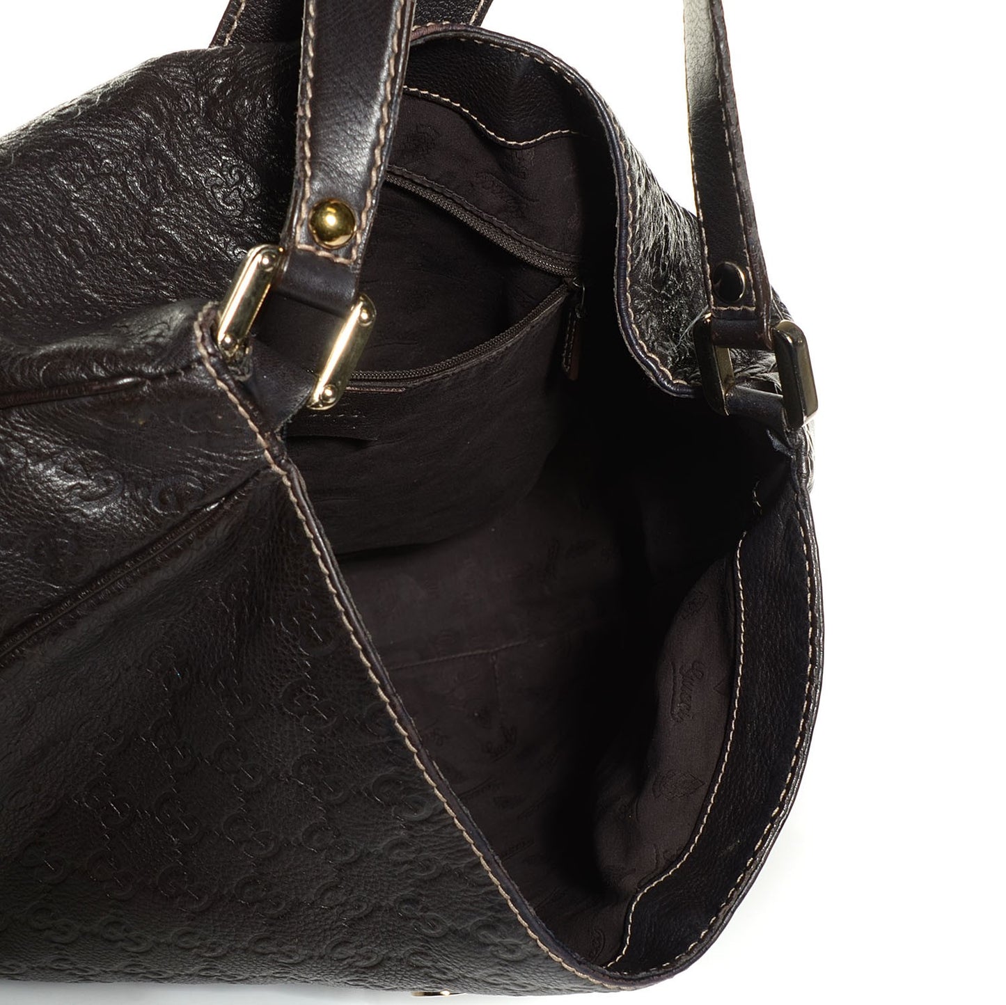 Guccissima Large New Ladies Web Hobo Dark Brown