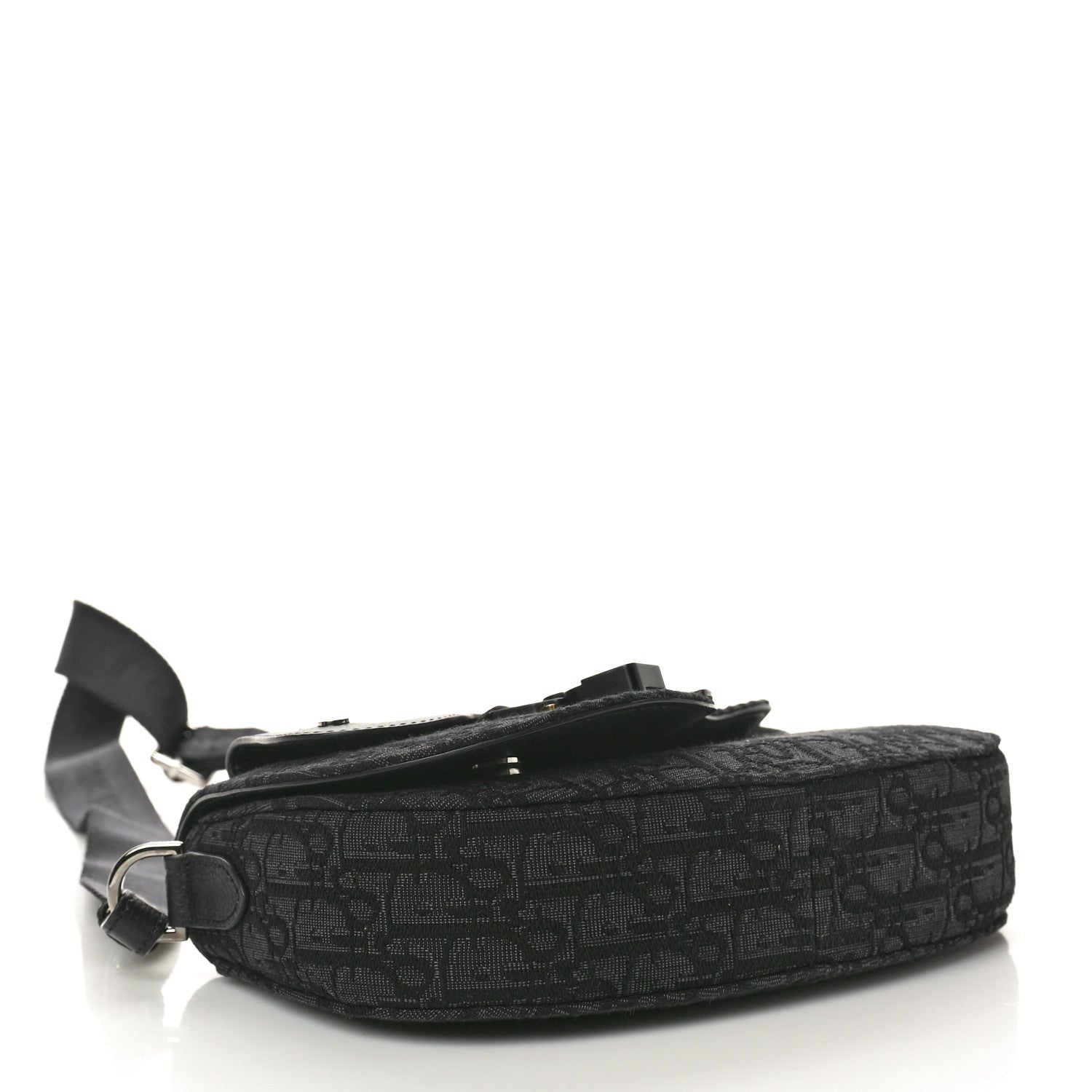 Christian Dior Oblique Jacquard Grained Calfskin Saddle Messenger Pouch Black 4 of 10