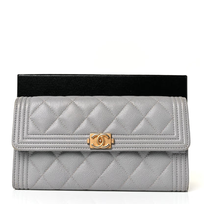 Chanel Caviar Quilted Large Boy Gusset Flap Wallet Grey 11 of 11