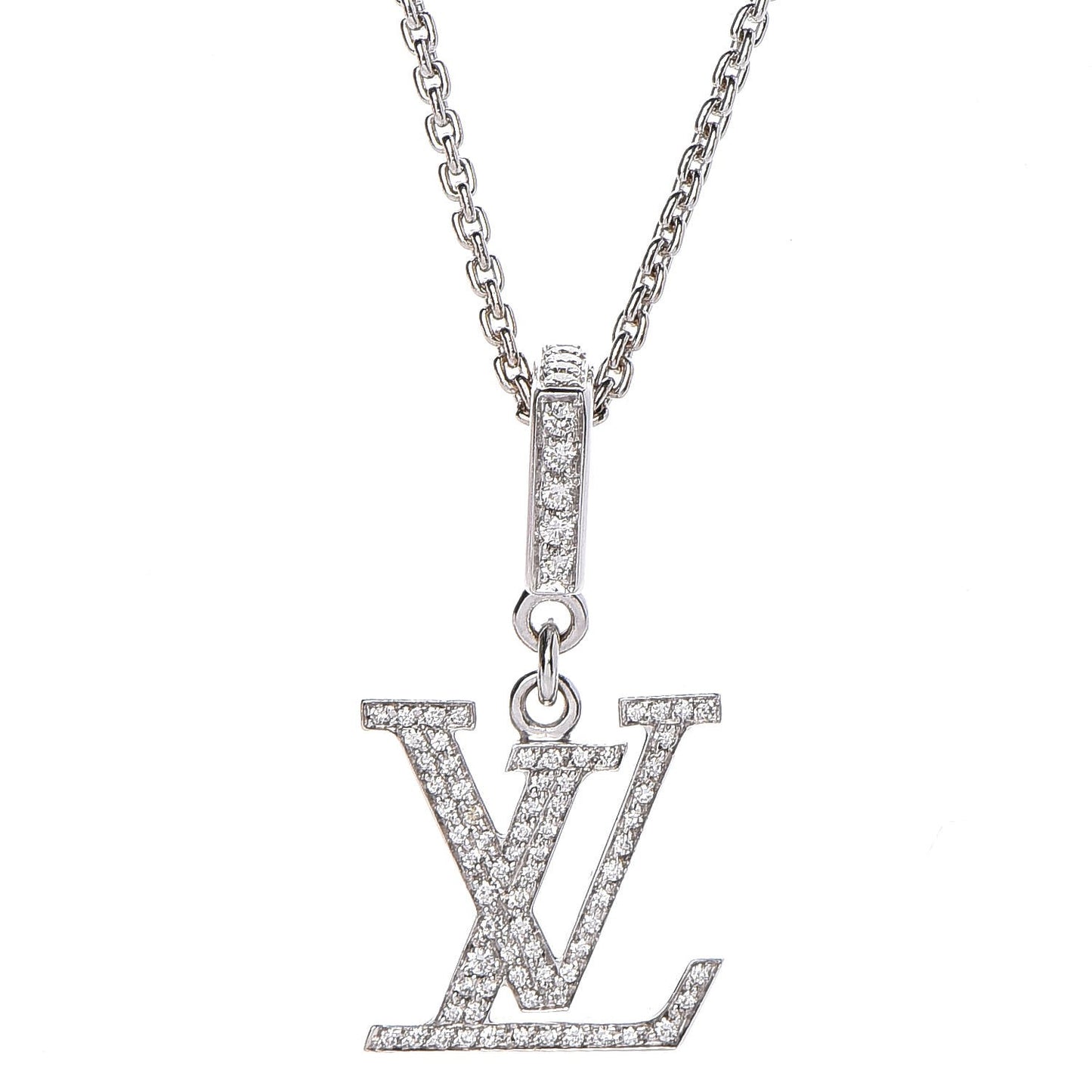 18K White Gold Diamond Logo Necklace