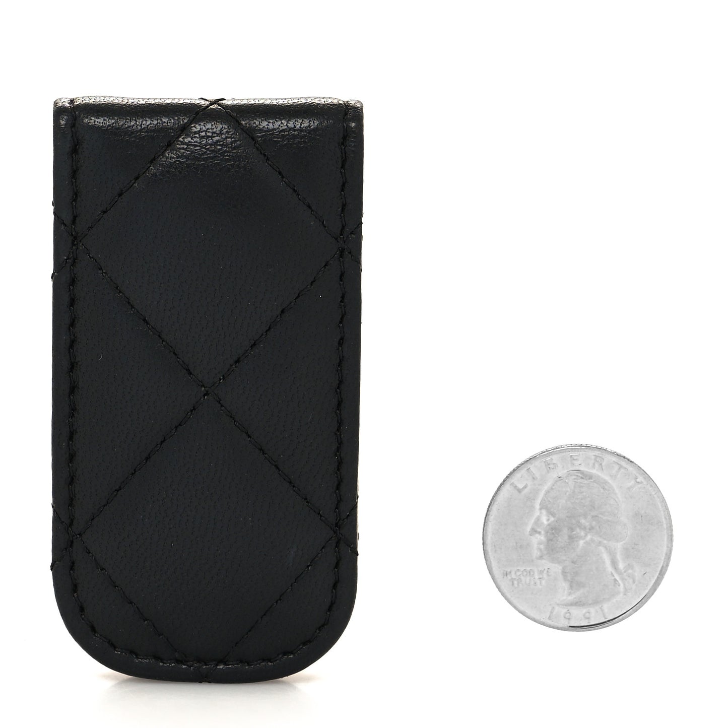 Lambskin Quilted Money Clip Black