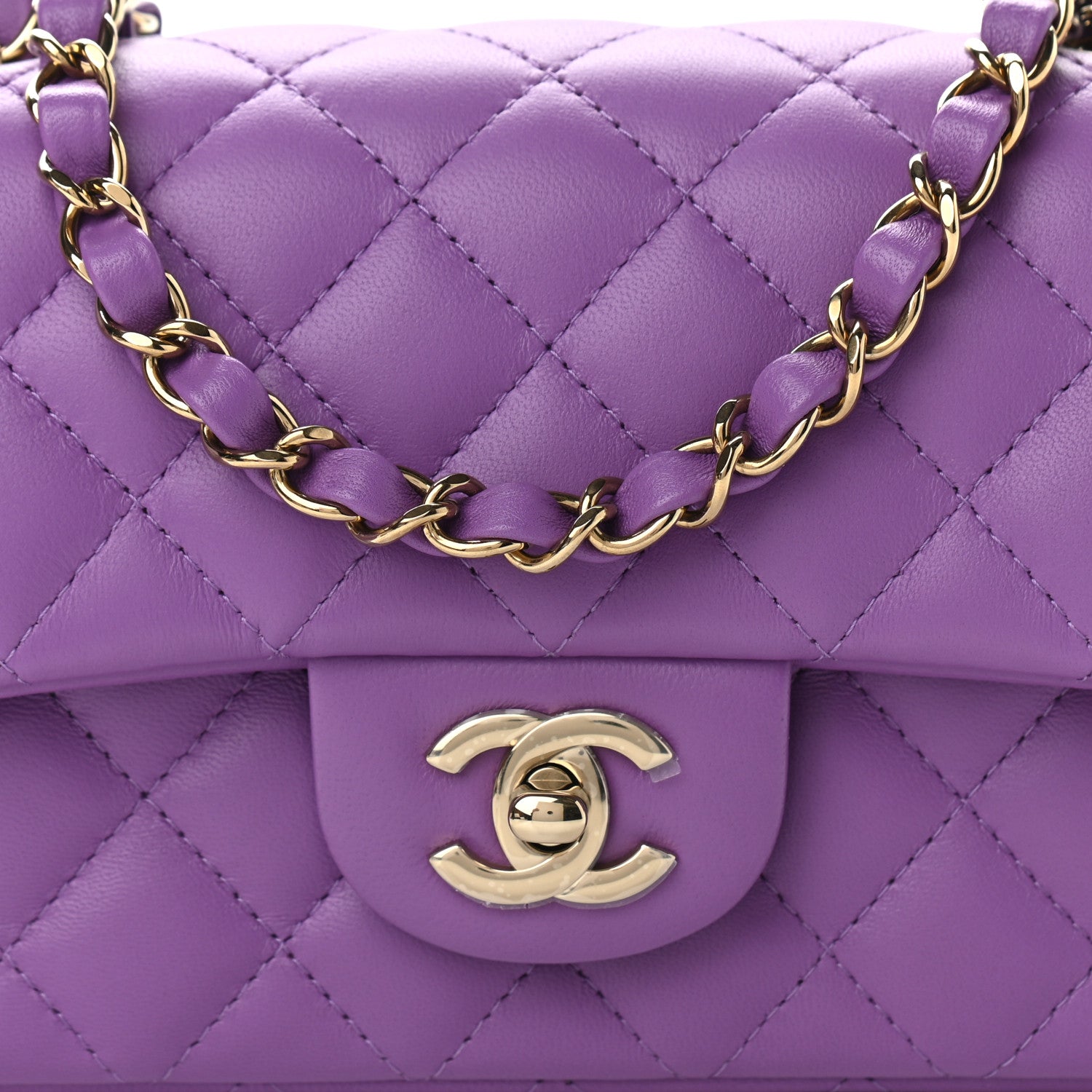 Chanel Lambskin Quilted Mini Rectangular Flap Purple 8 of 11